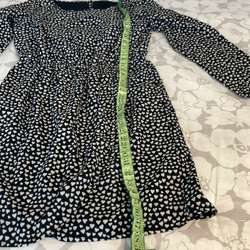 J Crew heart print elastic waist cute long sleeve dress work school EUC 2 love - Picture 10 of 13